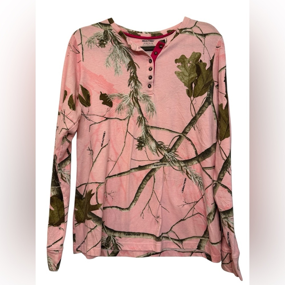 Realtree Long Sleeve Pink Camo Print Tee